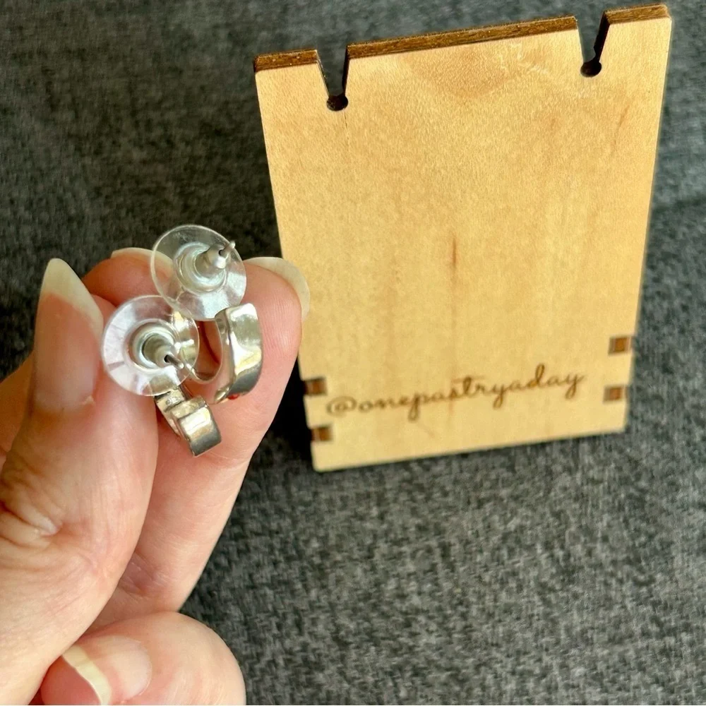 Macy’s Vintage Silver and Colorful Beaded Half Hoop Stud Earrings